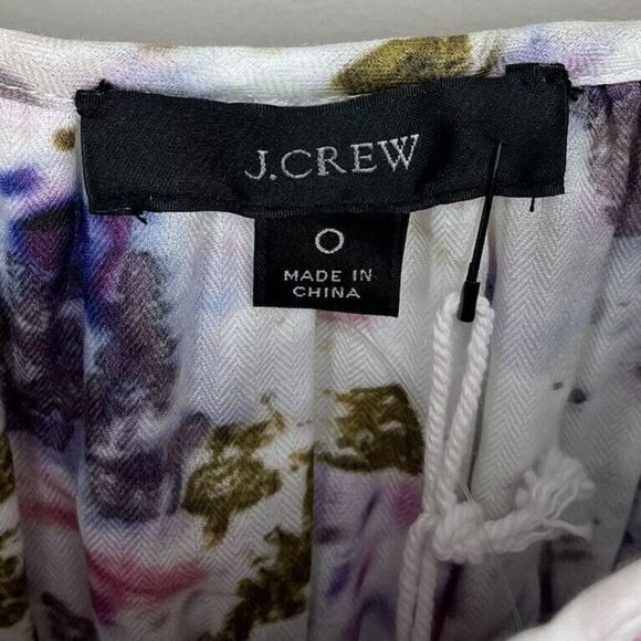 J CREW x Flora Obscura Womens Cinched Waist Top NEW Kaleidoscope Floral Sz 0 - Picture 10 of 12